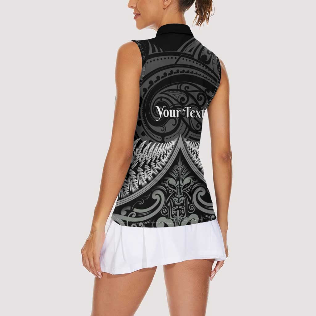 Personalised Toitu Te Tiriti Aotearoa Silver Fern Women Sleeveless Polo Shirt New Zealand Maori Pattern