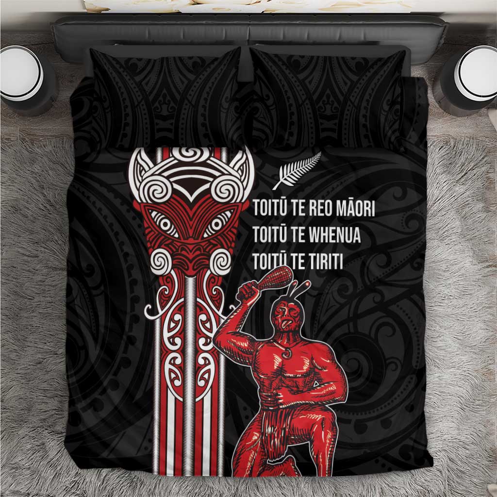 Toitu Te Reo Maori Toitu Te Whenua Toitu Te Tiriti Bedding Set Maori Warrior New Zealand - Vibe Hoodie Shop