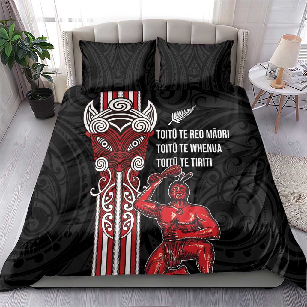 Toitu Te Reo Maori Toitu Te Whenua Toitu Te Tiriti Bedding Set Maori Warrior New Zealand - Vibe Hoodie Shop