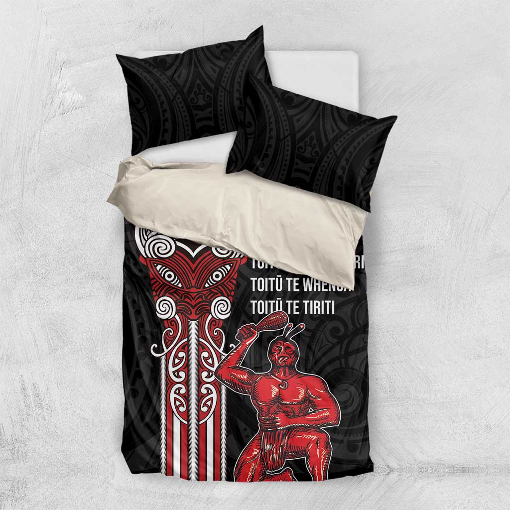 Toitu Te Reo Maori Toitu Te Whenua Toitu Te Tiriti Bedding Set Maori Warrior New Zealand - Vibe Hoodie Shop