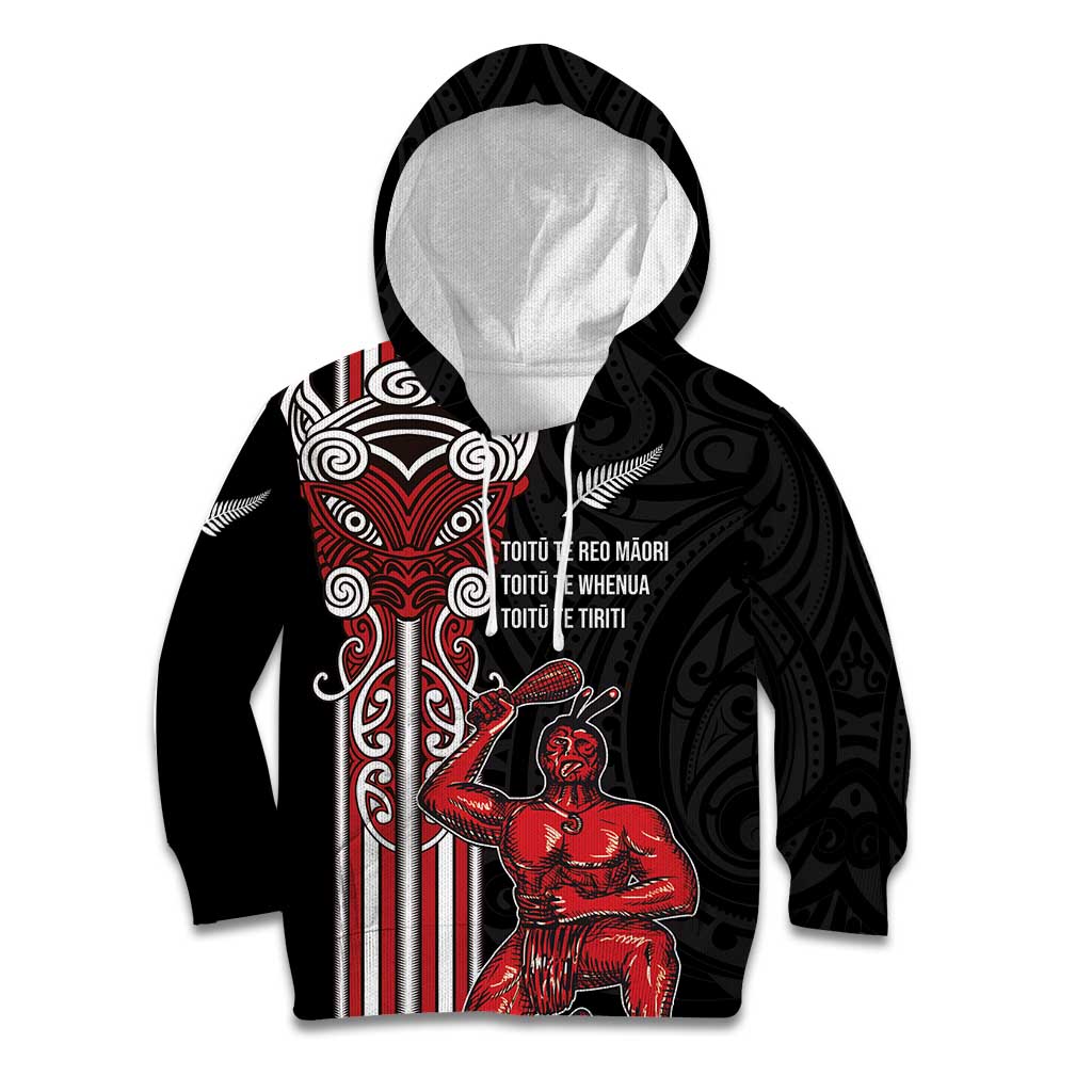 Toitu Te Reo Maori Toitu Te Whenua Toitu Te Tiriti Kid Hoodie Maori Warrior New Zealand - Vibe Hoodie Shop