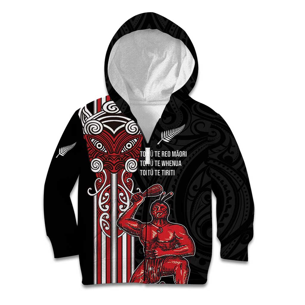 Toitu Te Reo Maori Toitu Te Whenua Toitu Te Tiriti Kid Hoodie Maori Warrior New Zealand - Vibe Hoodie Shop