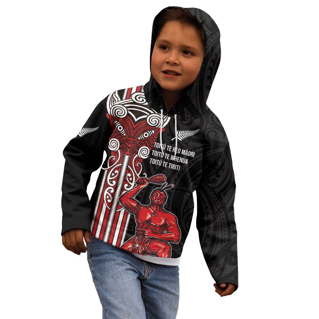 Toitu Te Reo Maori Toitu Te Whenua Toitu Te Tiriti Kid Hoodie Maori Warrior New Zealand - Vibe Hoodie Shop