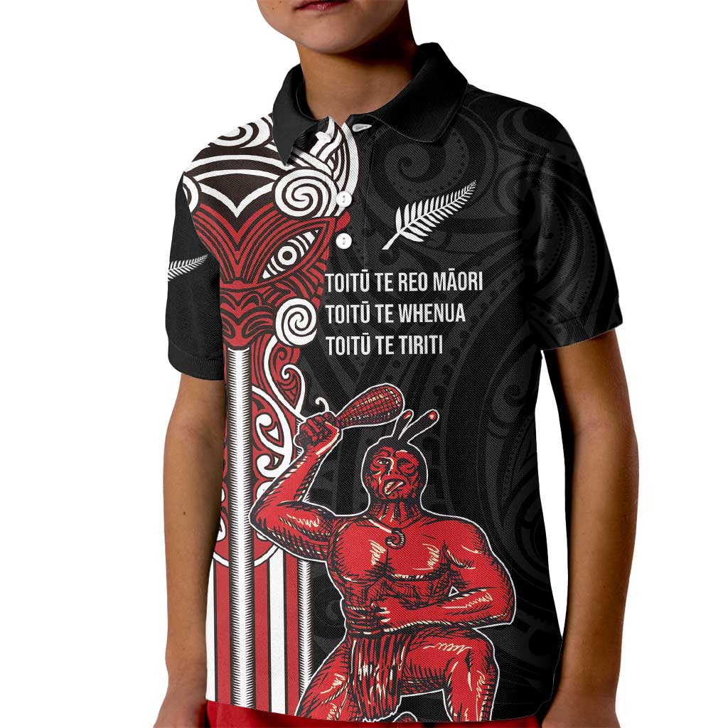 Toitu Te Reo Maori Toitu Te Whenua Toitu Te Tiriti Kid Polo Shirt Maori Warrior New Zealand - Vibe Hoodie Shop