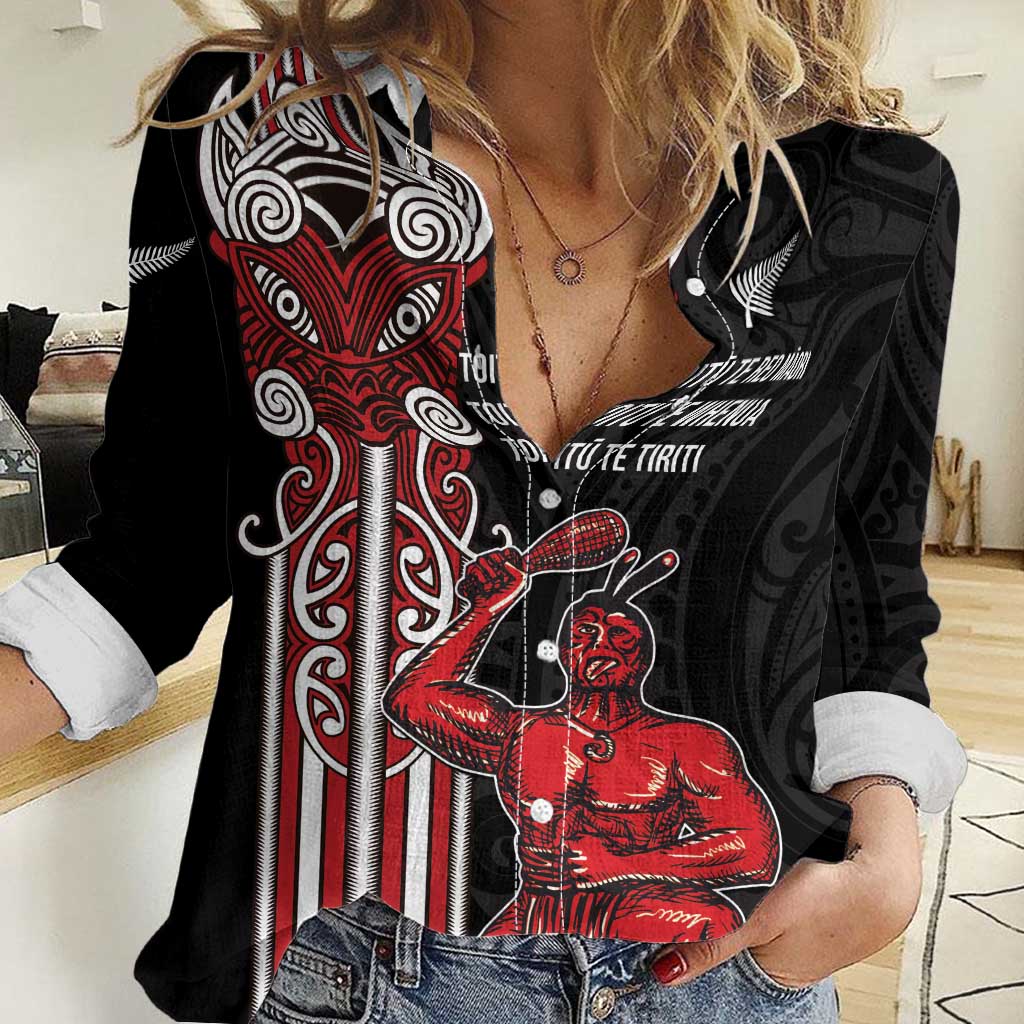 Toitu Te Reo Maori Toitu Te Whenua Toitu Te Tiriti Women Casual Shirt Maori Warrior New Zealand - Vibe Hoodie Shop