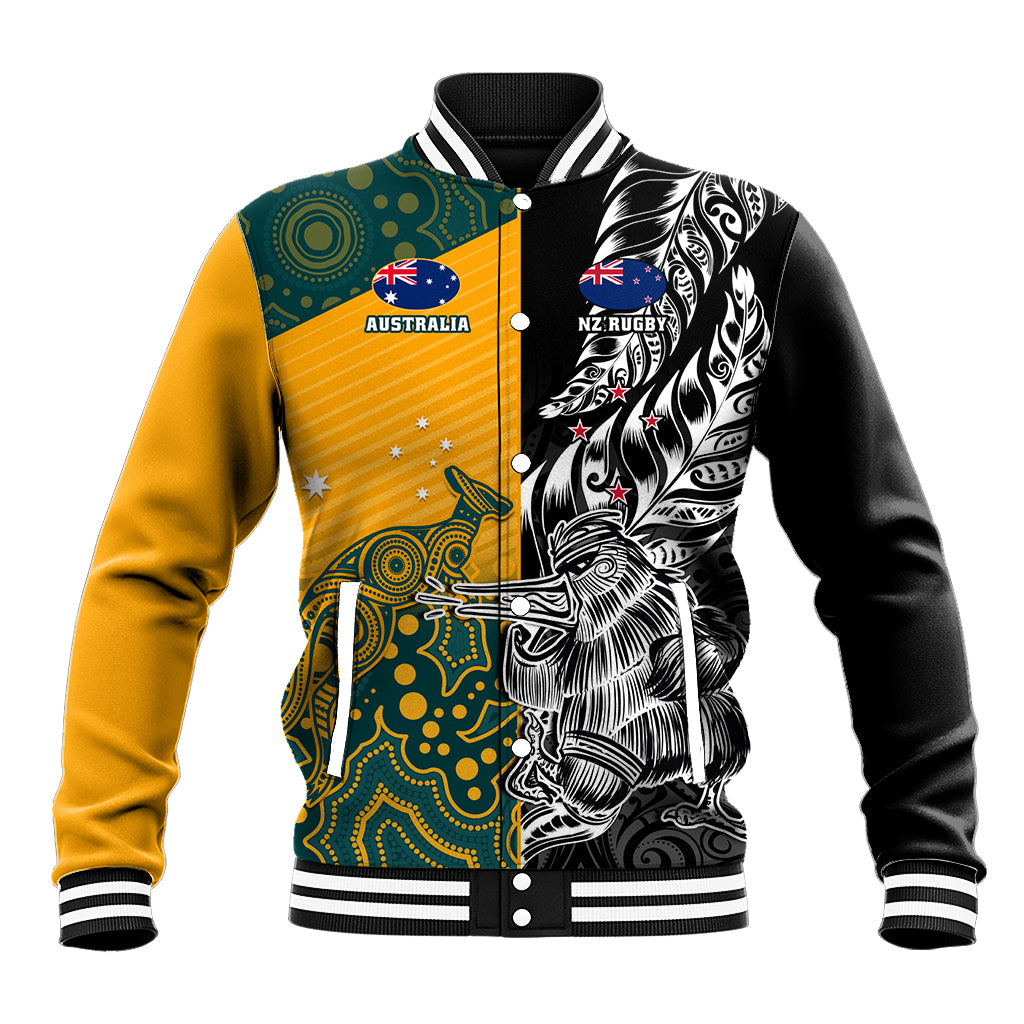 Custom New Zealand And Australia Rugby Baseball Jacket Wallabies Kiwi Silver Fern 2023 World Cup - Vibe Hoodie Shop