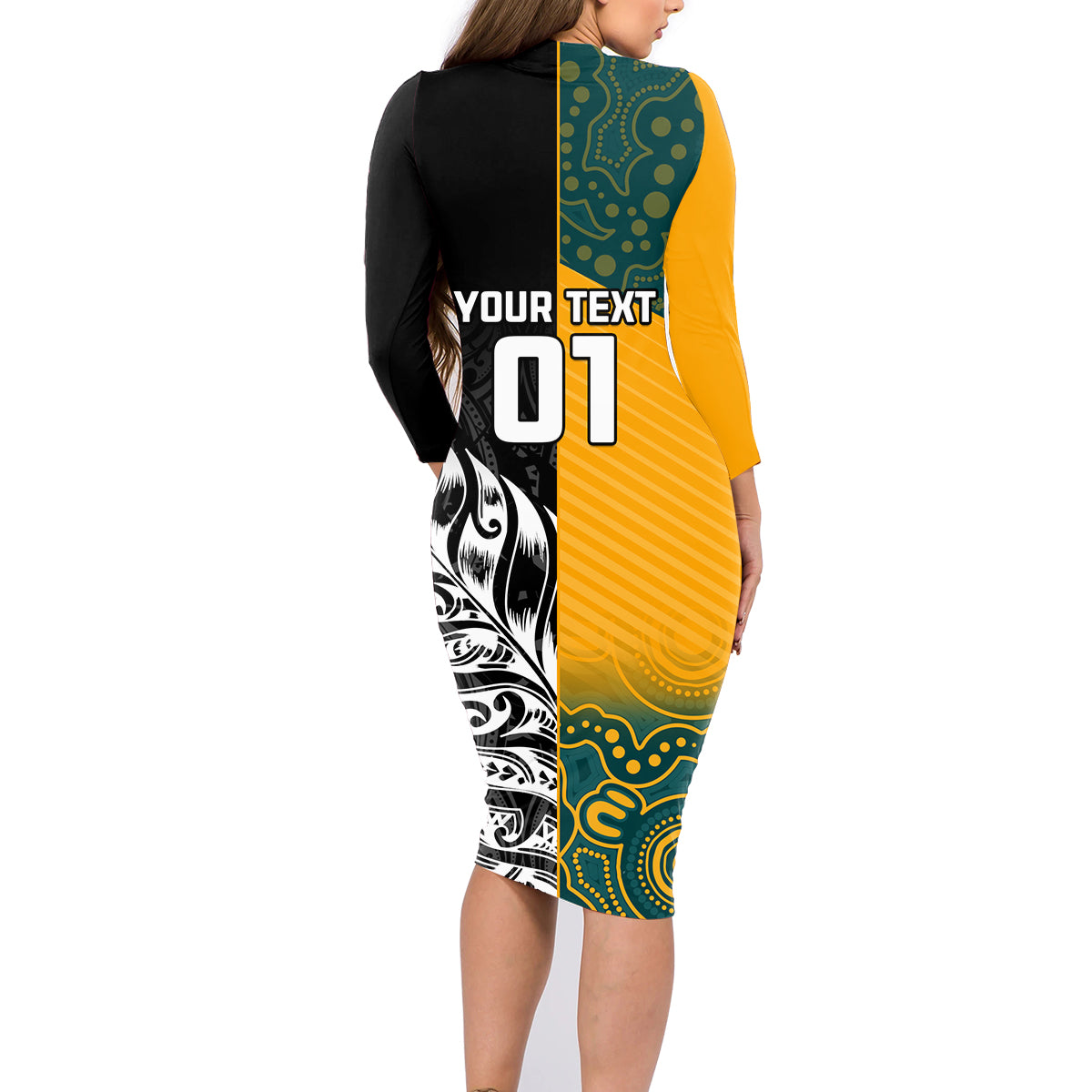 Custom New Zealand And Australia Rugby Family Matching Long Sleeve Bodycon Dress and Hawaiian Shirt Wallabies Kiwi Silver Fern 2023 World Cup