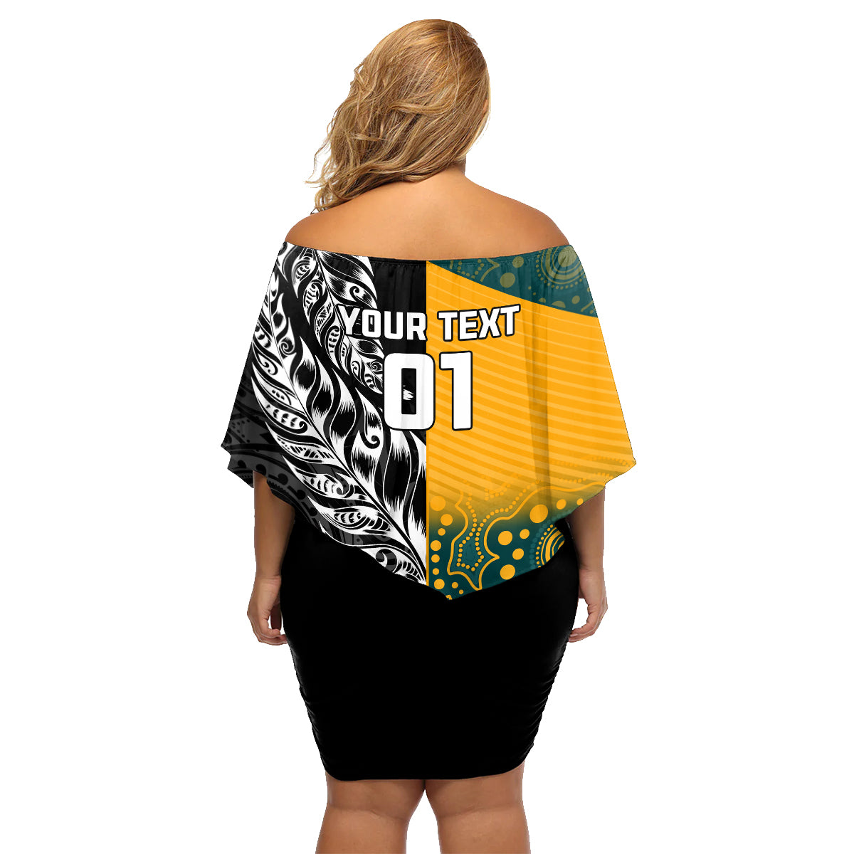 Custom New Zealand And Australia Rugby Family Matching Off Shoulder Short Dress and Hawaiian Shirt Wallabies Kiwi Silver Fern 2023 World Cup