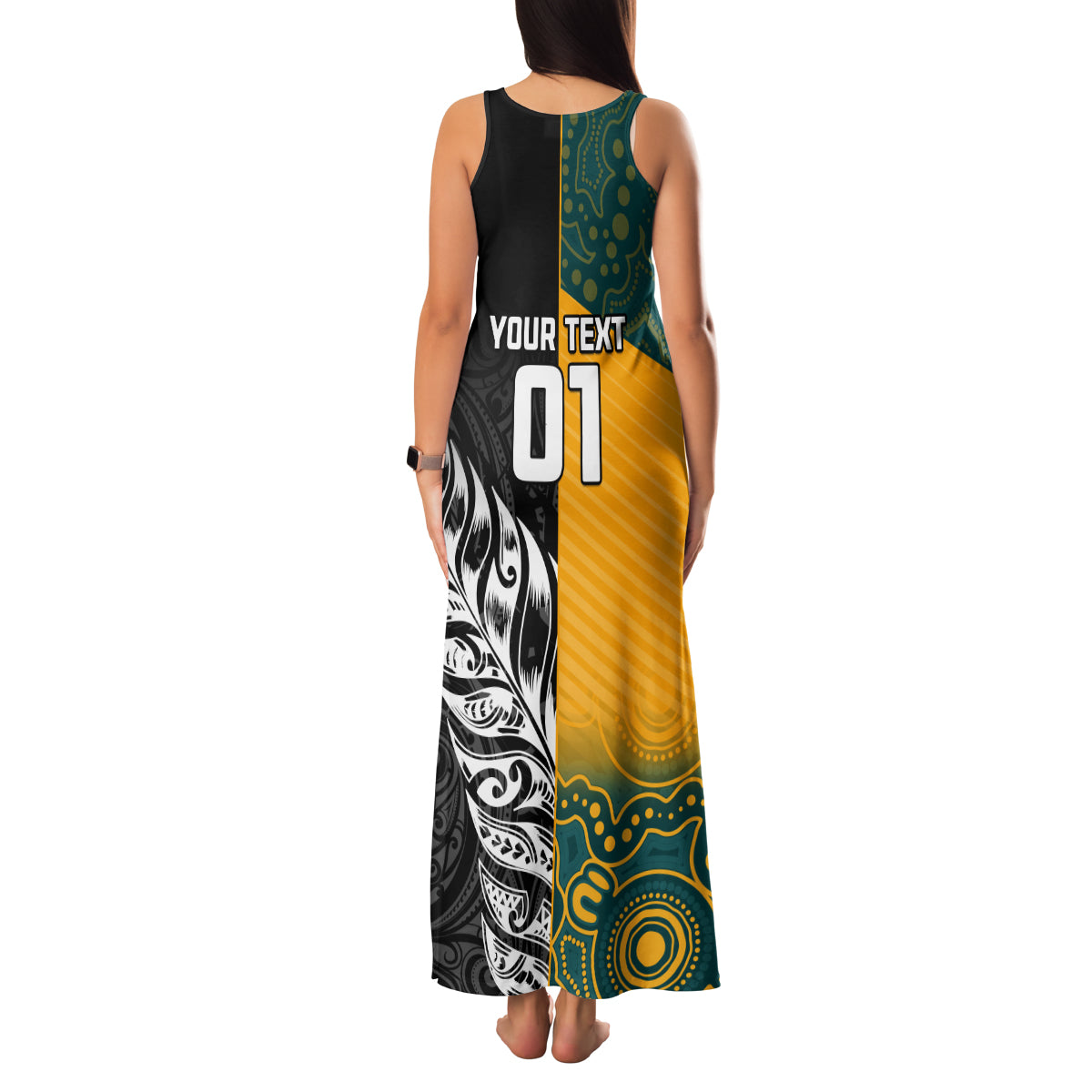 Custom New Zealand And Australia Rugby Family Matching Tank Maxi Dress and Hawaiian Shirt Wallabies Kiwi Silver Fern 2023 World Cup