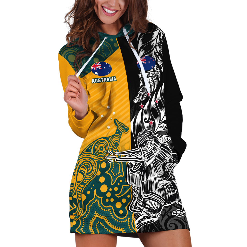 Custom New Zealand And Australia Rugby Hoodie Dress Wallabies Kiwi Silver Fern 2023 World Cup - Vibe Hoodie Shop