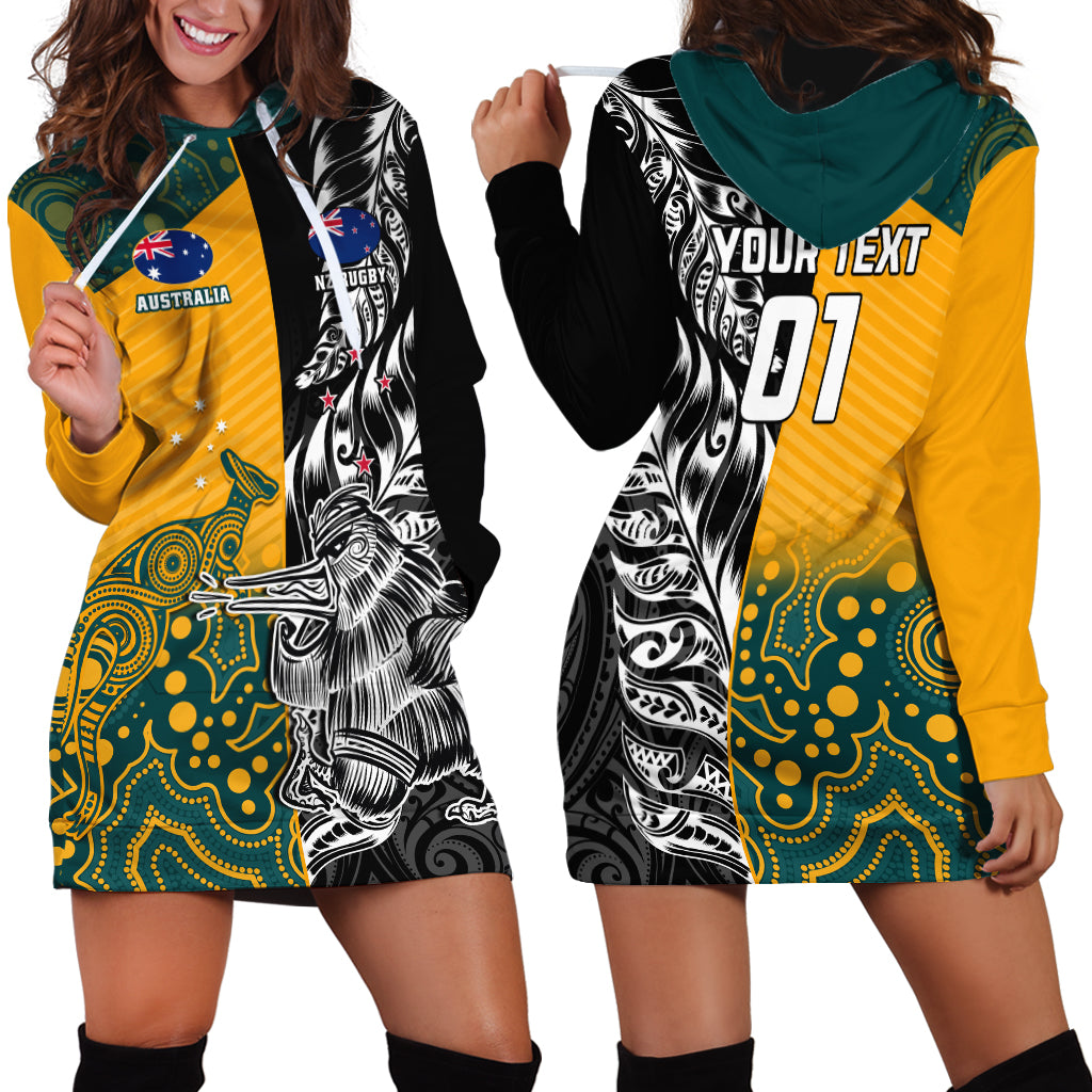 Custom New Zealand And Australia Rugby Hoodie Dress Wallabies Kiwi Silver Fern 2023 World Cup - Vibe Hoodie Shop
