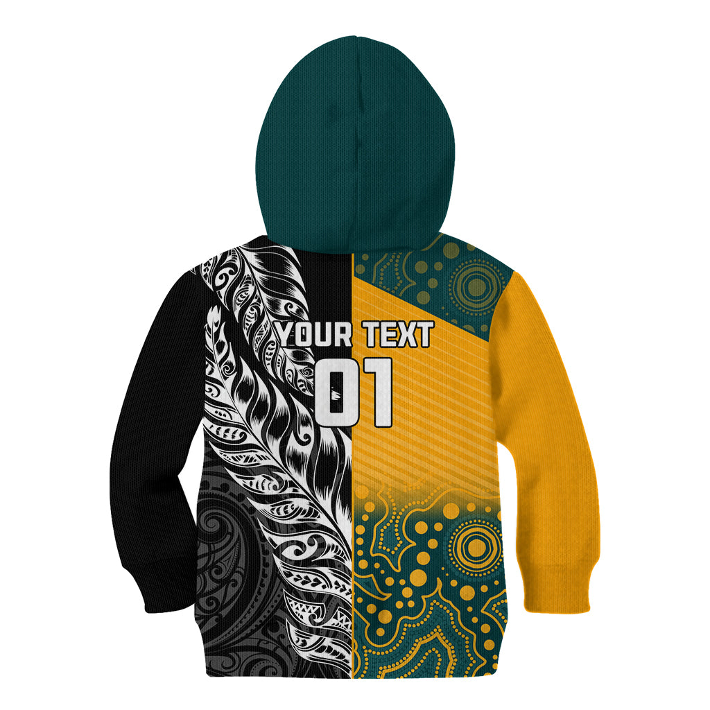Custom New Zealand And Australia Rugby Kid Hoodie Wallabies Kiwi Silver Fern 2023 World Cup - Vibe Hoodie Shop