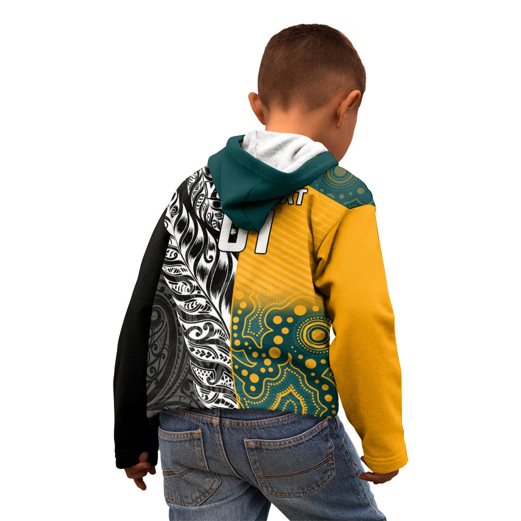 Custom New Zealand And Australia Rugby Kid Hoodie Wallabies Kiwi Silver Fern 2023 World Cup - Vibe Hoodie Shop