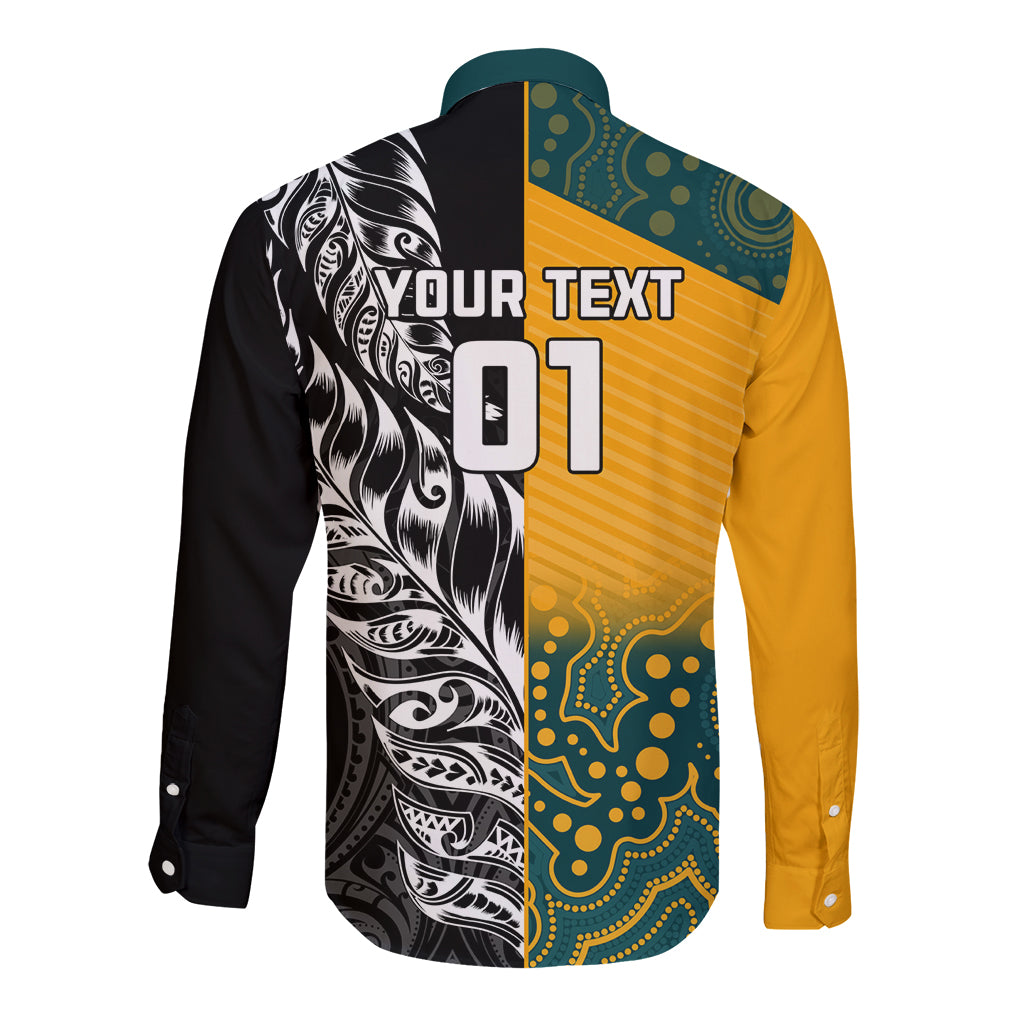 Custom New Zealand And Australia Rugby Long Sleeve Button Shirt Wallabies Kiwi Silver Fern 2023 World Cup - Vibe Hoodie Shop