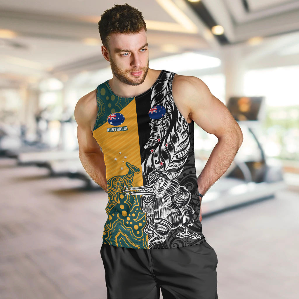 Custom New Zealand And Australia Rugby Men Tank Top Wallabies Kiwi Silver Fern 2023 World Cup - Vibe Hoodie Shop