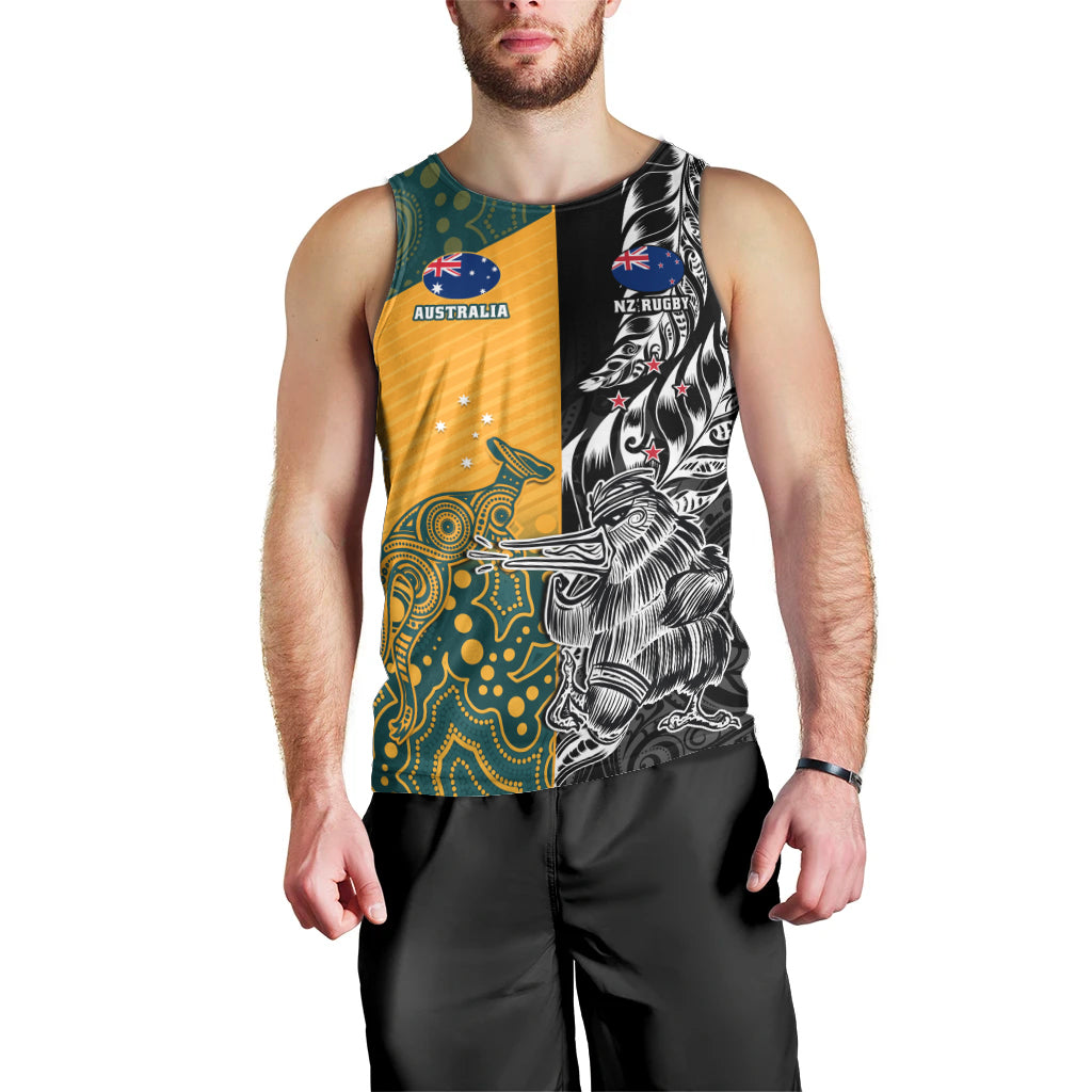Custom New Zealand And Australia Rugby Men Tank Top Wallabies Kiwi Silver Fern 2023 World Cup - Vibe Hoodie Shop