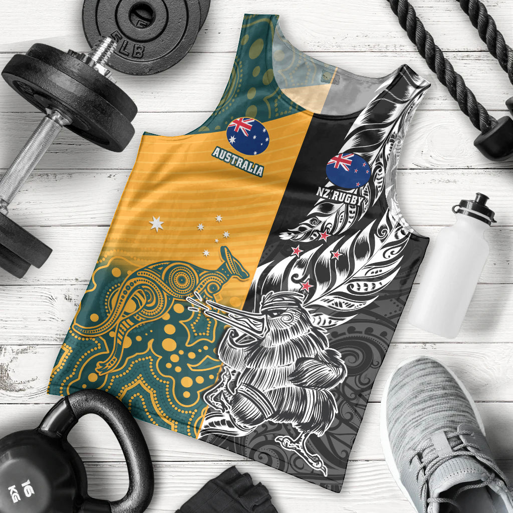 Custom New Zealand And Australia Rugby Men Tank Top Wallabies Kiwi Silver Fern 2023 World Cup - Vibe Hoodie Shop