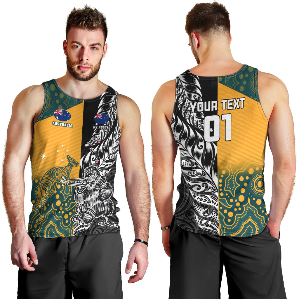 Custom New Zealand And Australia Rugby Men Tank Top Wallabies Kiwi Silver Fern 2023 World Cup - Vibe Hoodie Shop