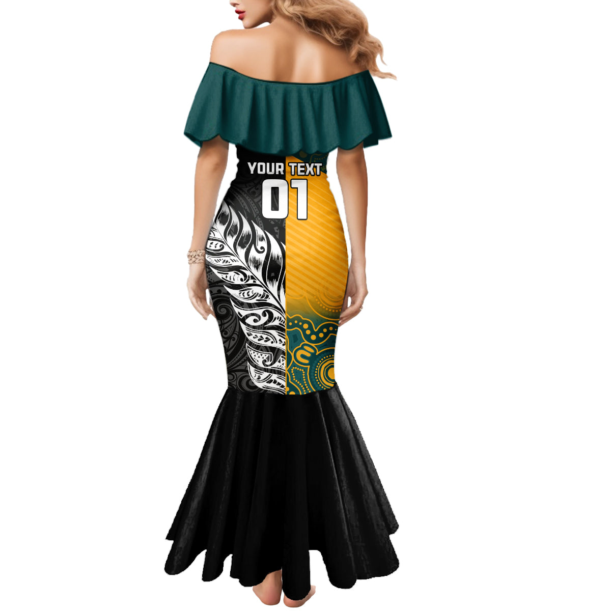 Custom New Zealand And Australia Rugby Mermaid Dress Wallabies Kiwi Silver Fern 2023 World Cup