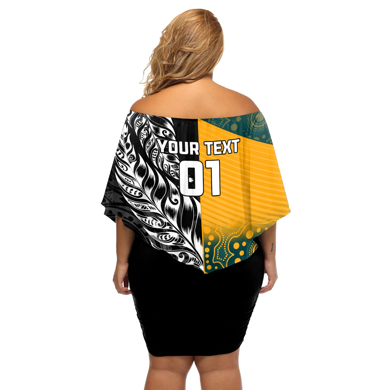 Custom New Zealand And Australia Rugby Off Shoulder Short Dress Wallabies Kiwi Silver Fern 2023 World Cup