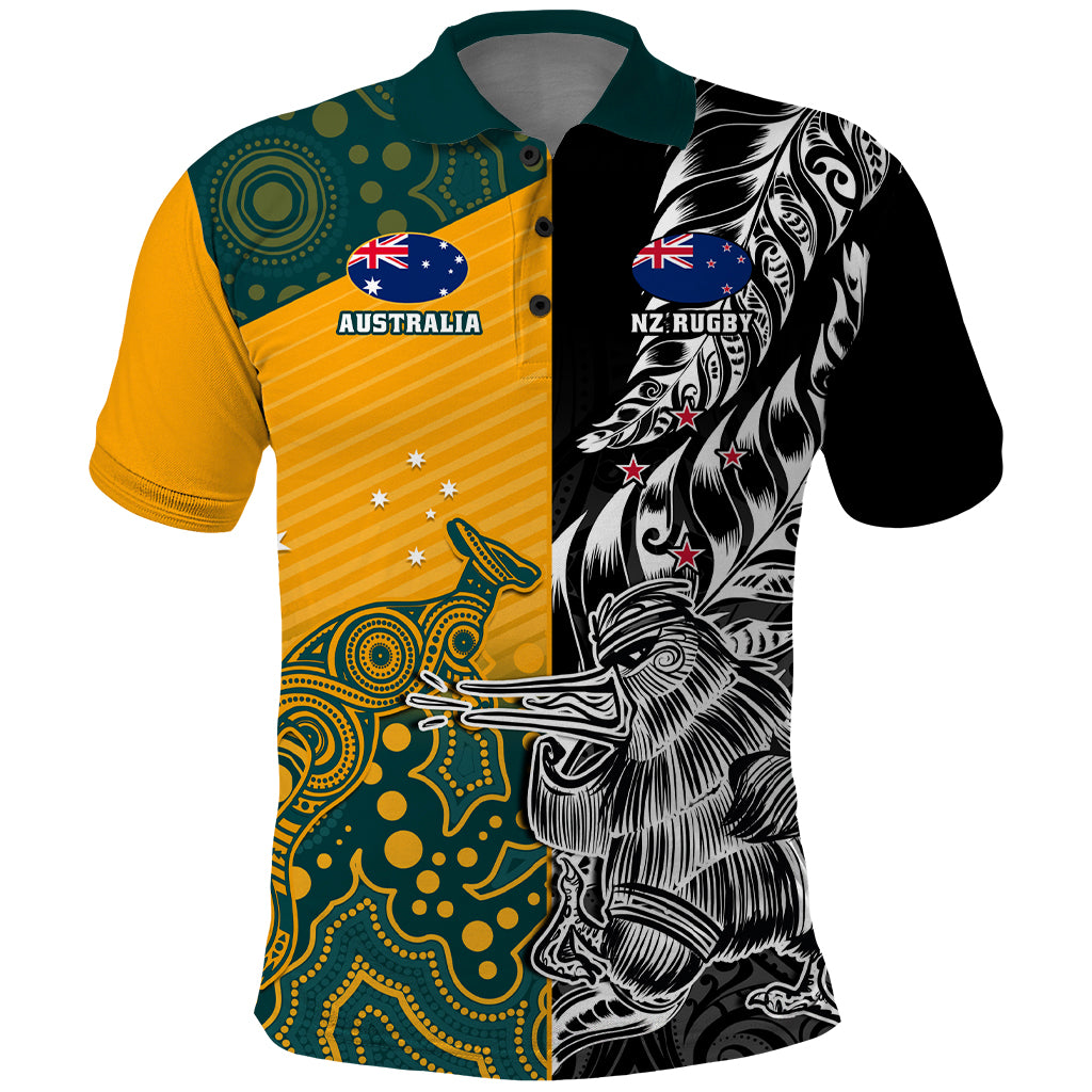 Custom New Zealand And Australia Rugby Polo Shirt Wallabies Kiwi Silver Fern 2023 World Cup - Vibe Hoodie Shop