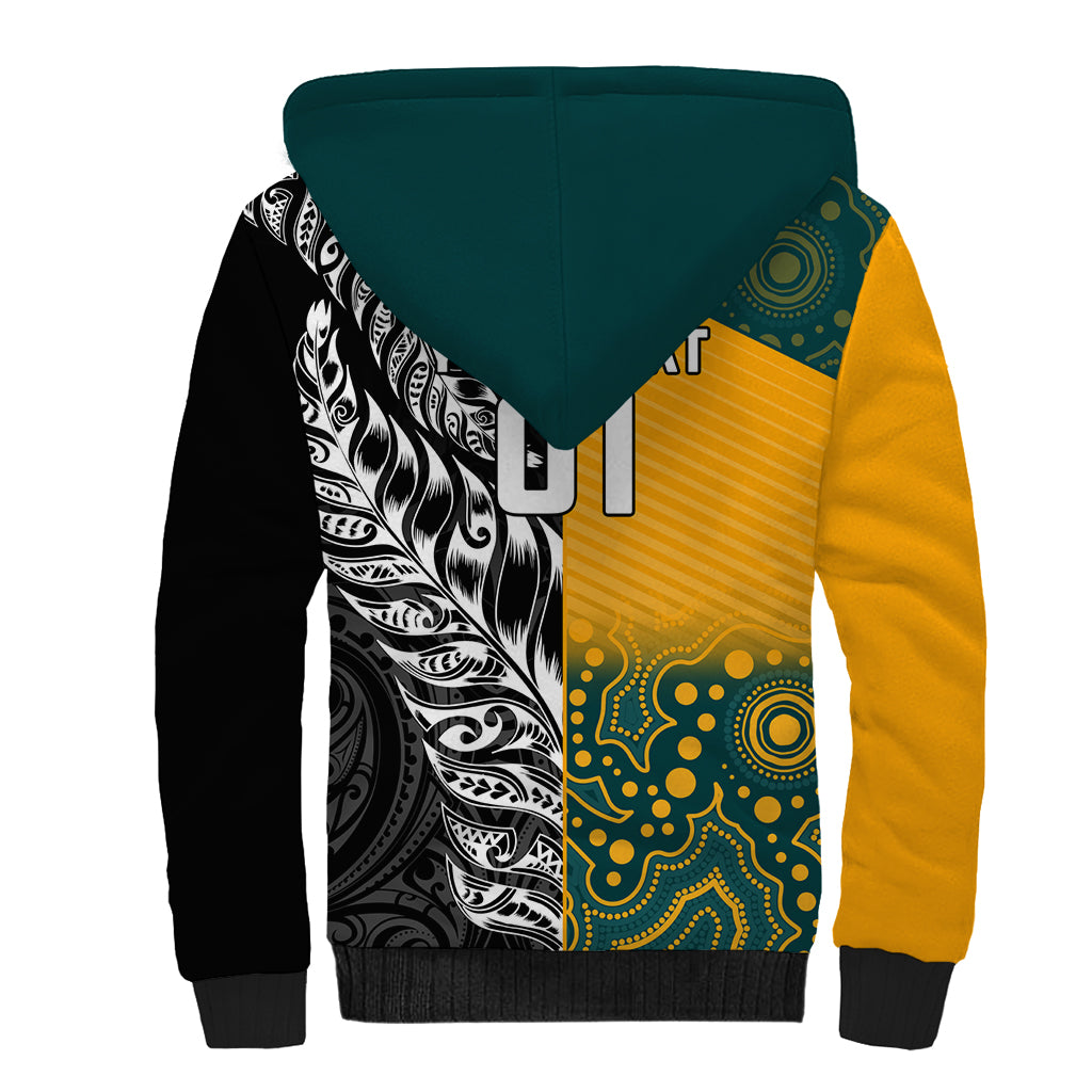 Custom New Zealand And Australia Rugby Sherpa Hoodie Wallabies Kiwi Silver Fern 2023 World Cup - Vibe Hoodie Shop