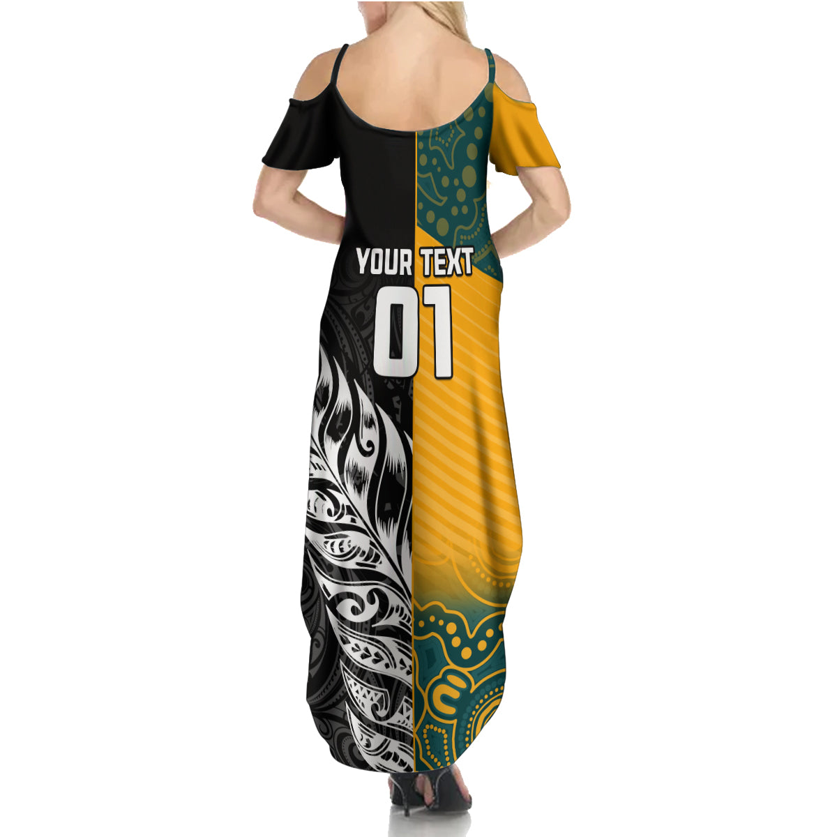 Custom New Zealand And Australia Rugby Summer Maxi Dress Wallabies Kiwi Silver Fern 2023 World Cup