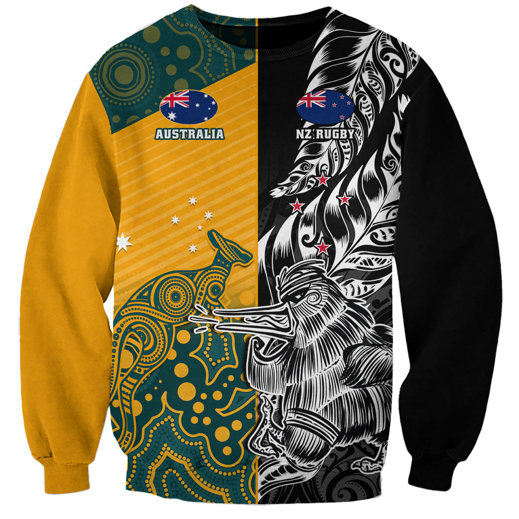 Custom New Zealand And Australia Rugby Sweatshirt Wallabies Kiwi Silver Fern 2023 World Cup - Vibe Hoodie Shop