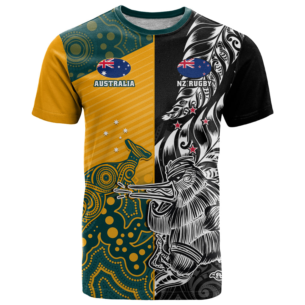 Custom New Zealand And Australia Rugby T Shirt Wallabies Kiwi Silver Fern 2023 World Cup - Vibe Hoodie Shop