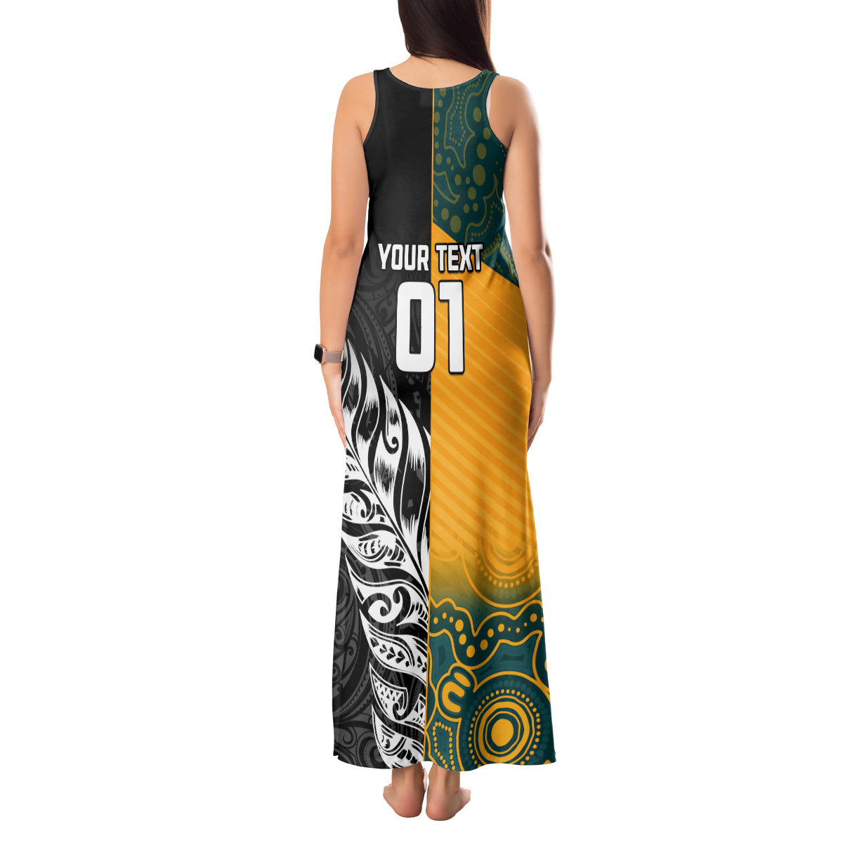 Custom New Zealand And Australia Rugby Tank Maxi Dress Wallabies Kiwi Silver Fern 2023 World Cup