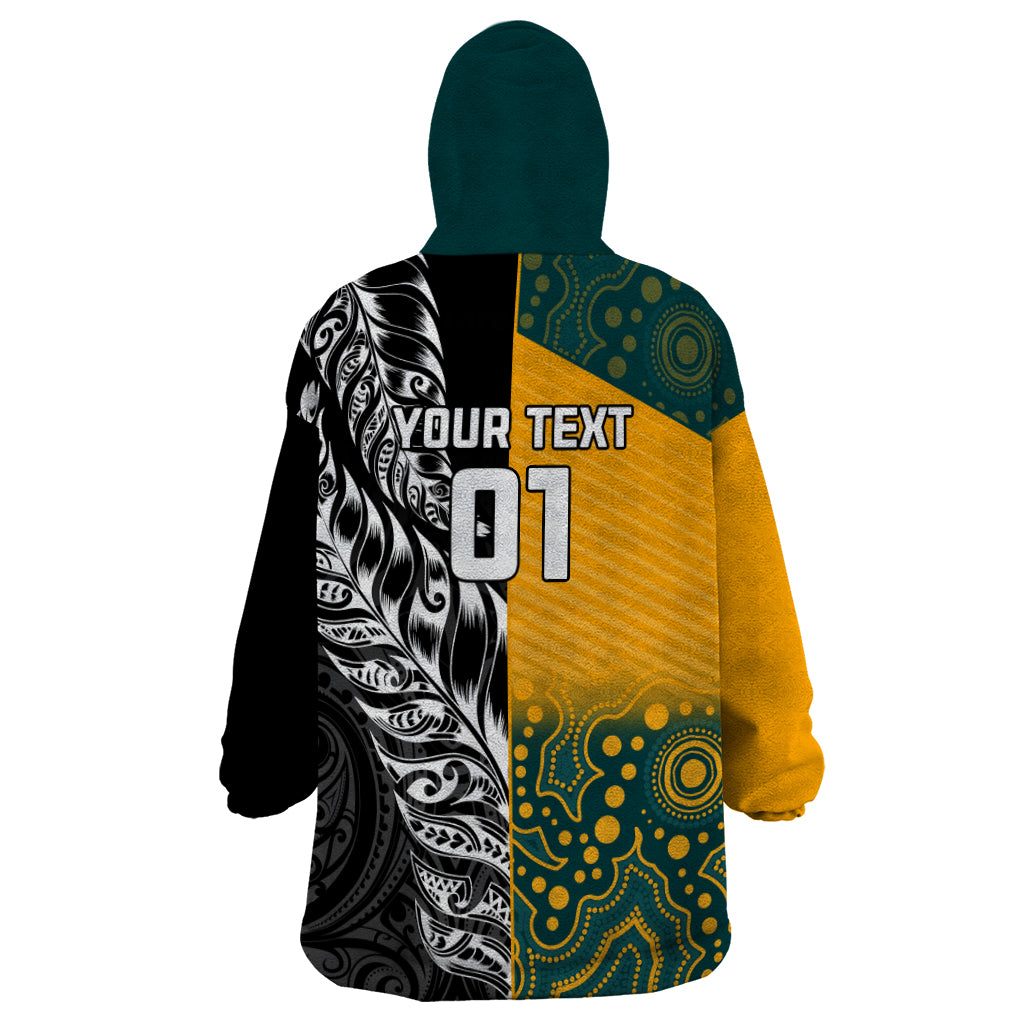 Custom New Zealand And Australia Rugby Wearable Blanket Hoodie Wallabies Kiwi Silver Fern 2023 World Cup - Vibe Hoodie Shop