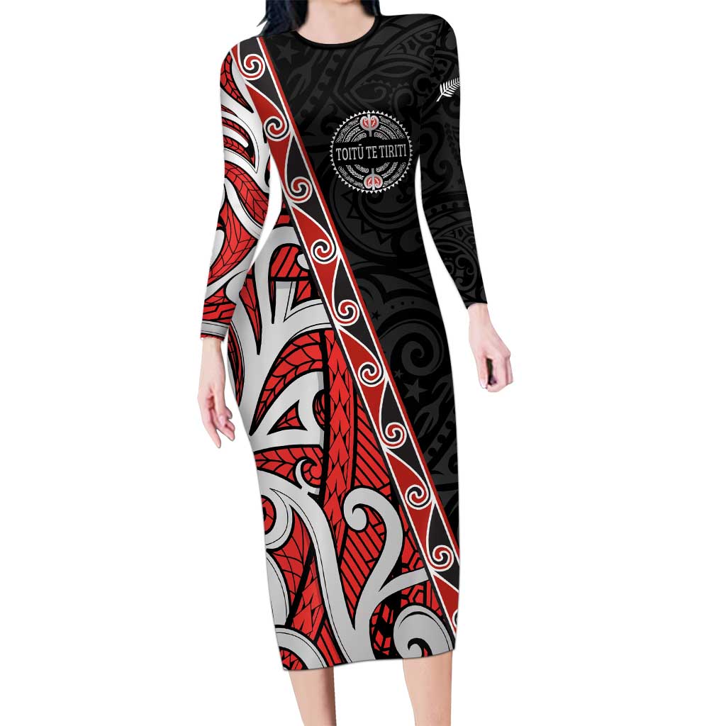 Aotearoa Toitu Te Tiriti Family Matching Long Sleeve Bodycon Dress and Hawaiian Shirt Honour The Treaty New Zealand