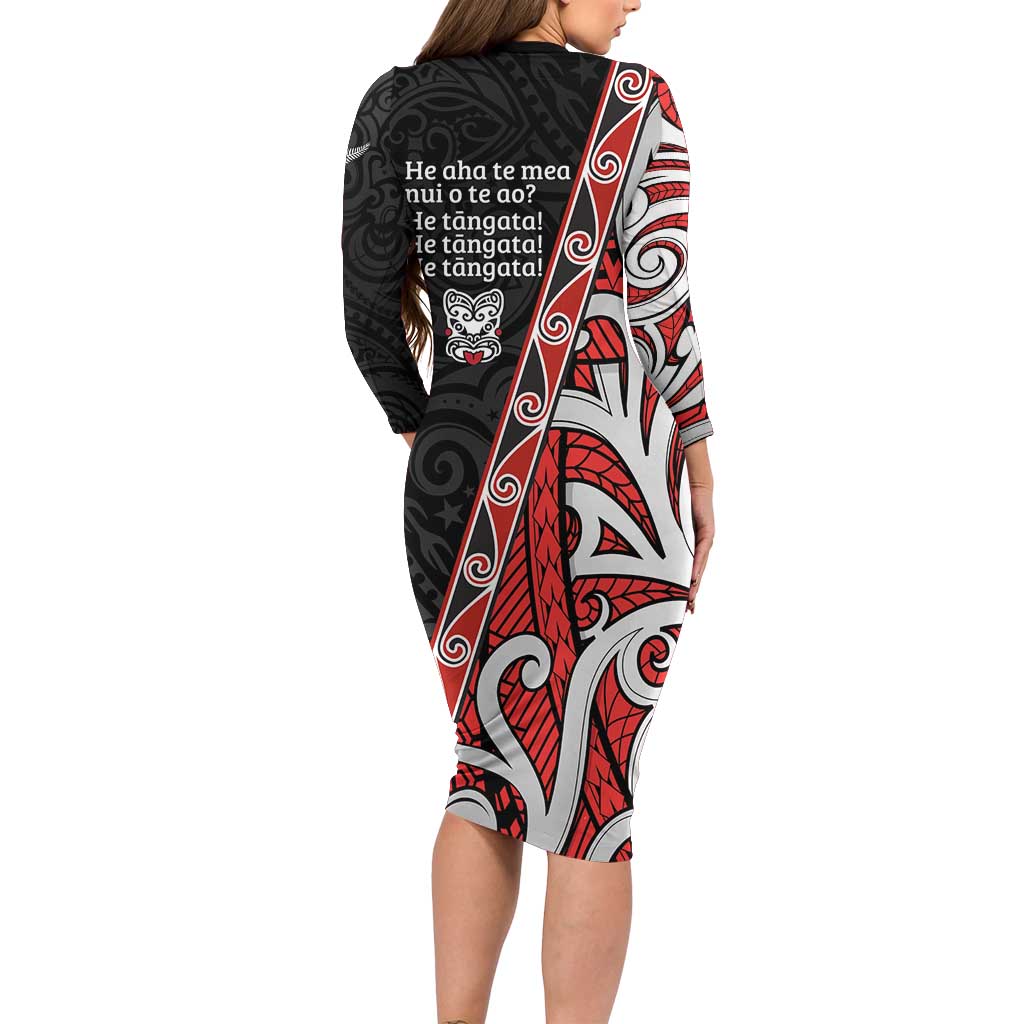 Aotearoa Toitu Te Tiriti Family Matching Long Sleeve Bodycon Dress and Hawaiian Shirt Honour The Treaty New Zealand