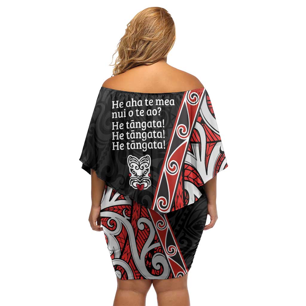 Aotearoa Toitu Te Tiriti Family Matching Off Shoulder Short Dress and Hawaiian Shirt Honour The Treaty New Zealand