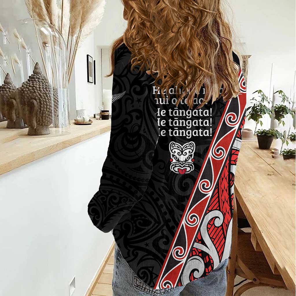 Aotearoa Toitu Te Tiriti Women Casual Shirt Honour The Treaty New Zealand - Vibe Hoodie Shop