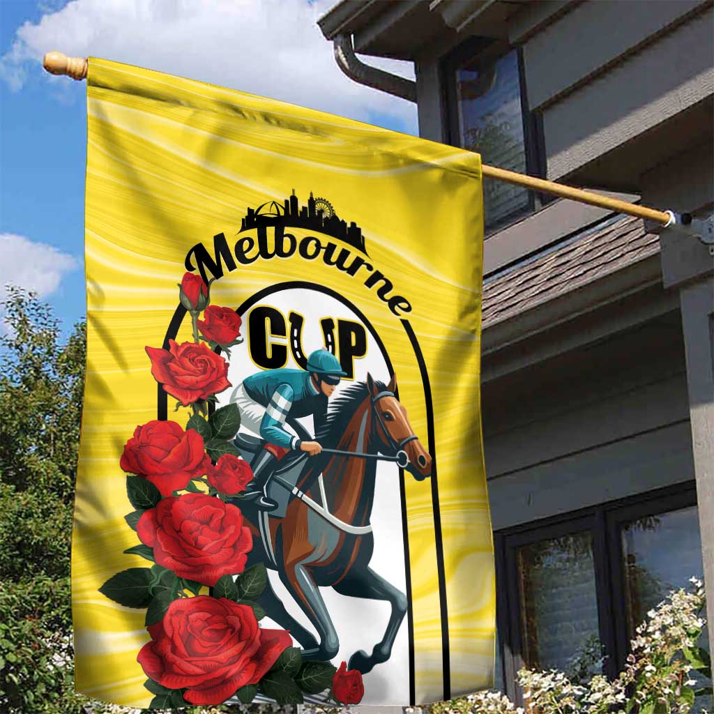 Personalised Melbourne Horse Racing Garden Flag The Race That Stops The Nation - Vibe Hoodie Shop