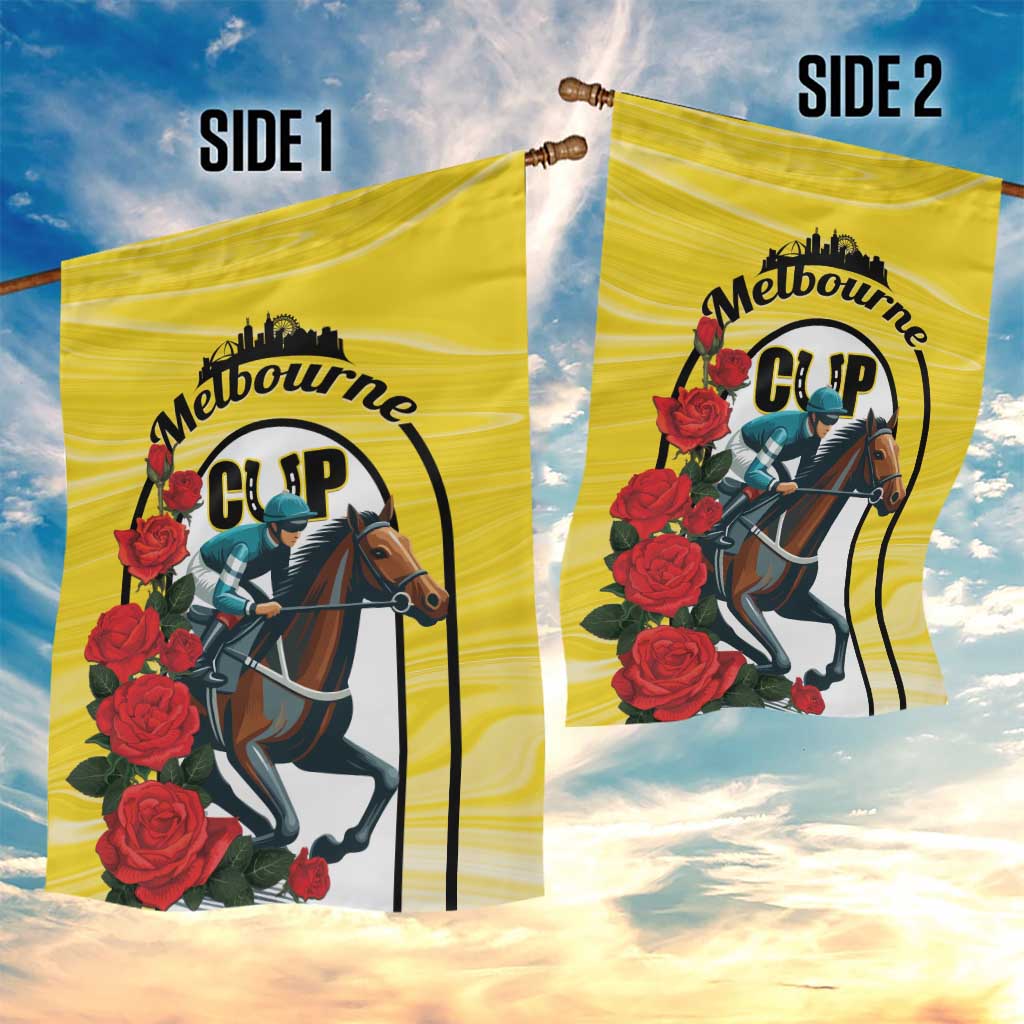 Personalised Melbourne Horse Racing Garden Flag The Race That Stops The Nation - Vibe Hoodie Shop