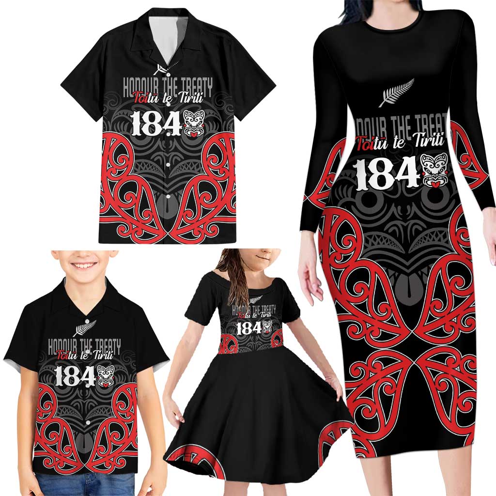 Toitu Te Tiriti 1840 Aotearoa Family Matching Long Sleeve Bodycon Dress and Hawaiian Shirt Stand Together Stand Stronger