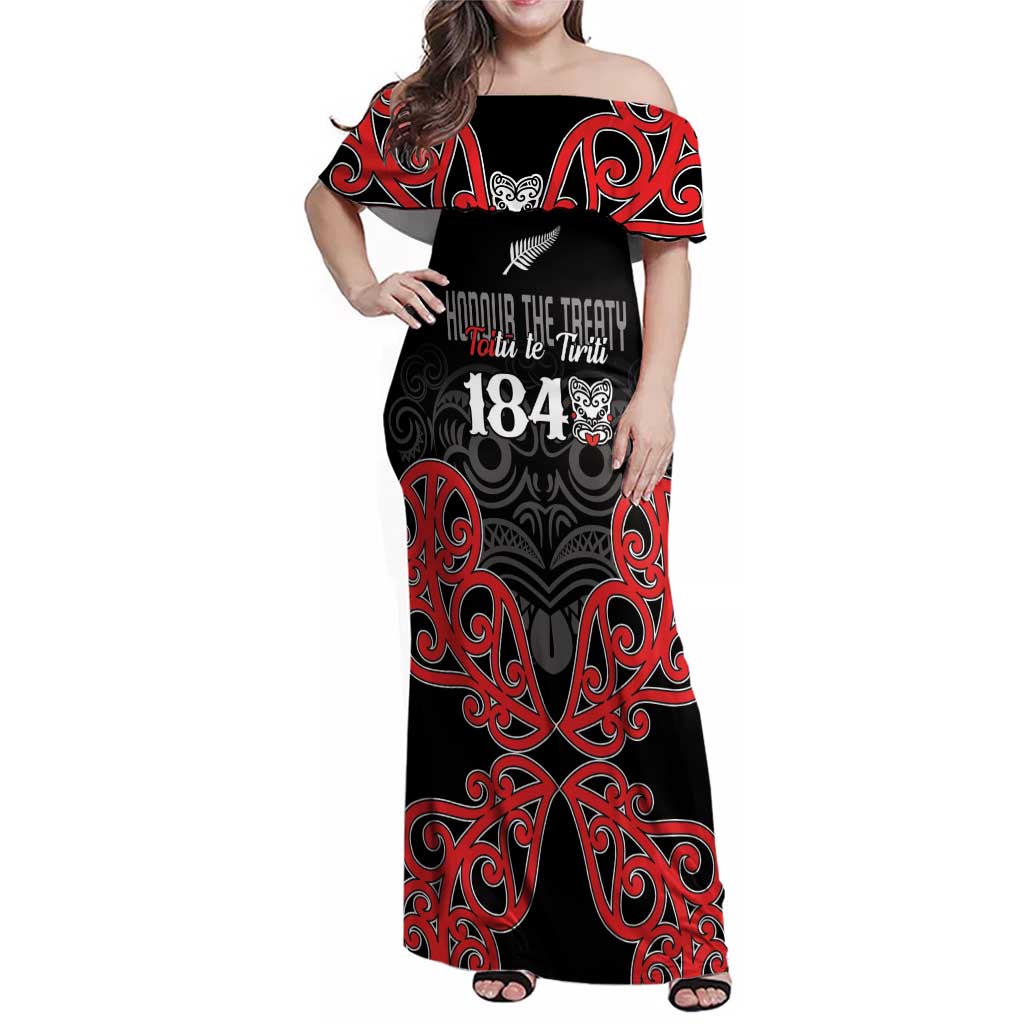 Toitu Te Tiriti 1840 Aotearoa Family Matching Off Shoulder Maxi Dress and Hawaiian Shirt Stand Together Stand Stronger