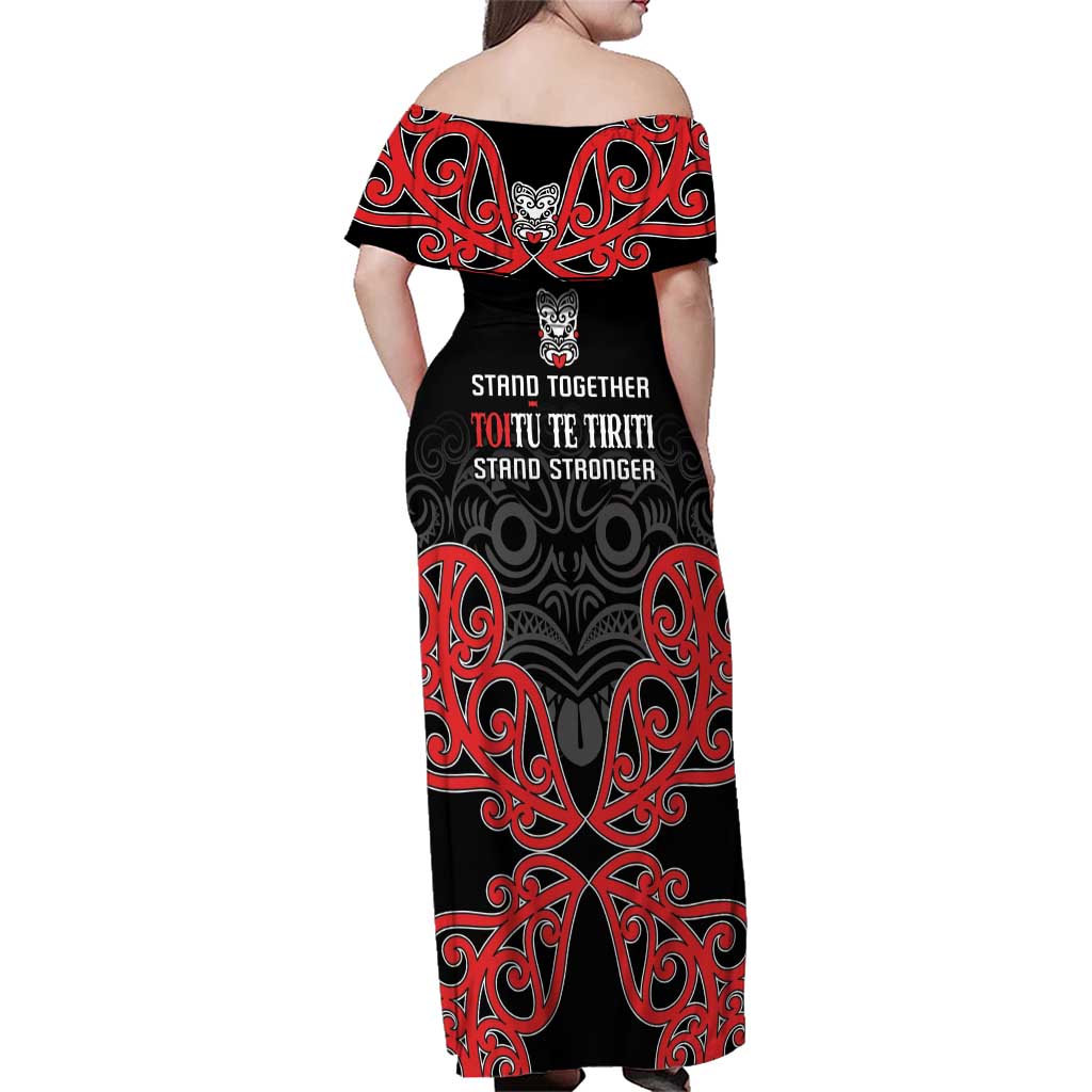 Toitu Te Tiriti 1840 Aotearoa Family Matching Off Shoulder Maxi Dress and Hawaiian Shirt Stand Together Stand Stronger