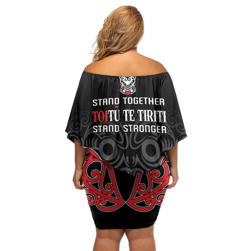 Toitu Te Tiriti 1840 Aotearoa Family Matching Off Shoulder Short Dress and Hawaiian Shirt Stand Together Stand Stronger