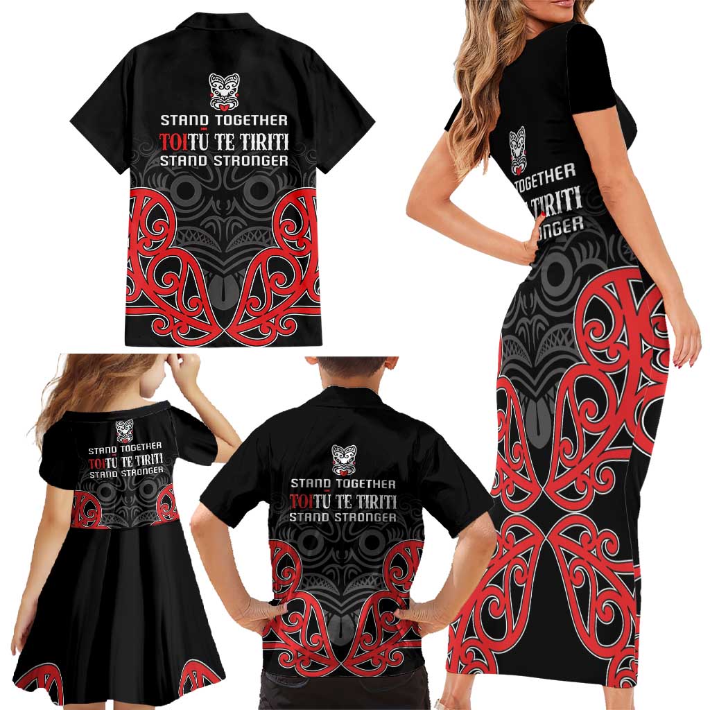 Toitu Te Tiriti 1840 Aotearoa Family Matching Short Sleeve Bodycon Dress and Hawaiian Shirt Stand Together Stand Stronger