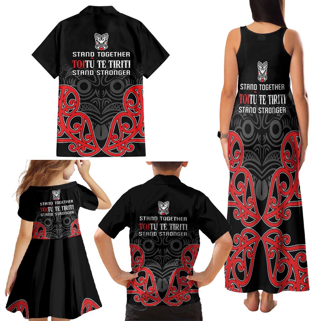 Toitu Te Tiriti 1840 Aotearoa Family Matching Tank Maxi Dress and Hawaiian Shirt Stand Together Stand Stronger