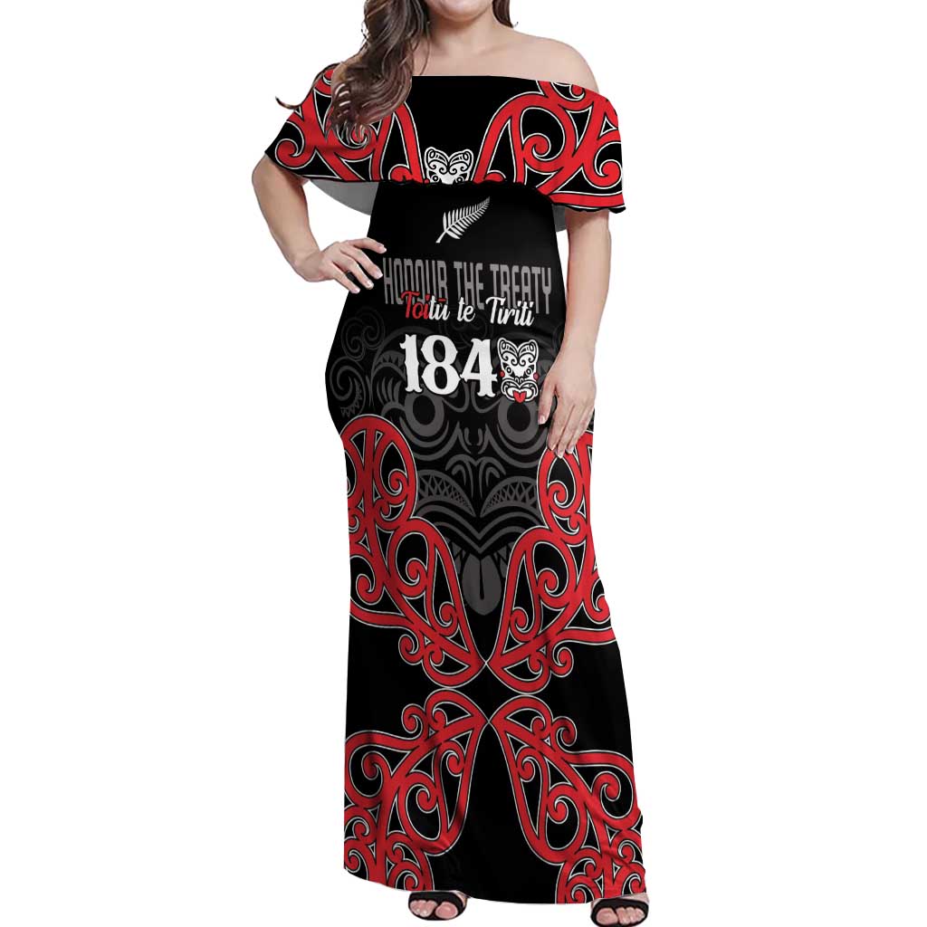 Toitu Te Tiriti 1840 Aotearoa Off Shoulder Maxi Dress Stand Together Stand Stronger