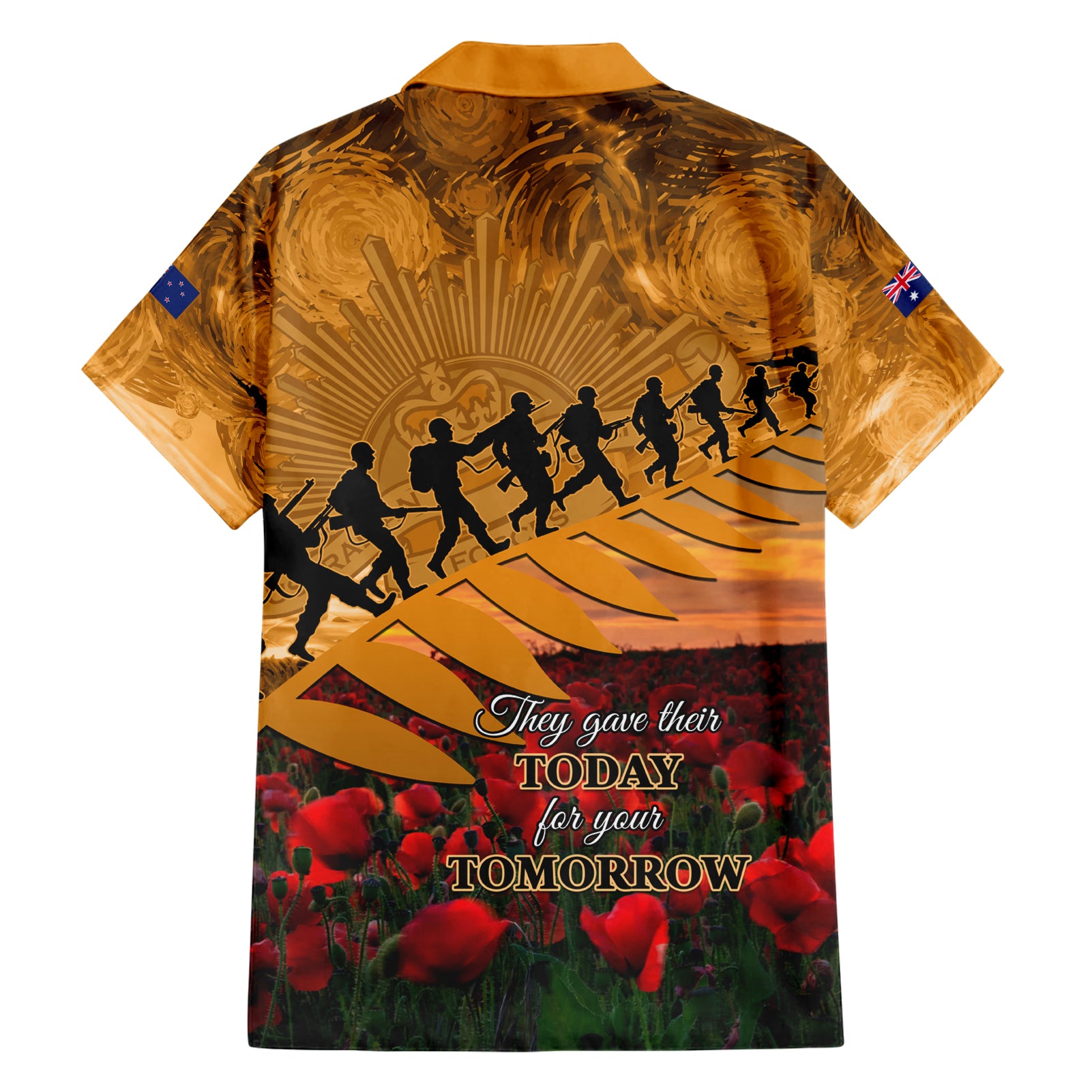 ANZAC Day 2024 Hawaiian Shirt Silver Fern With A Trumpet Soldier - Vibe Hoodie Shop