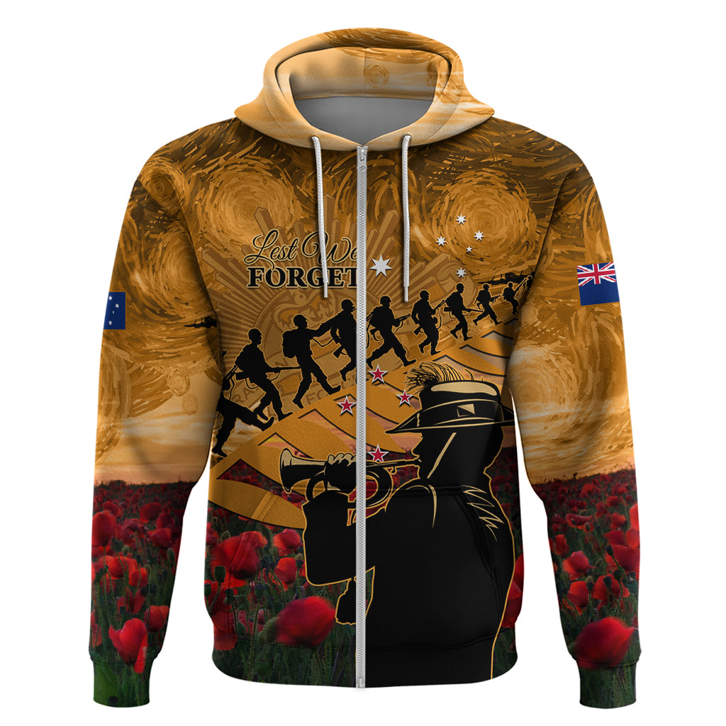 ANZAC Day 2024 Hoodie Silver Fern With A Trumpet Soldier - Vibe Hoodie Shop