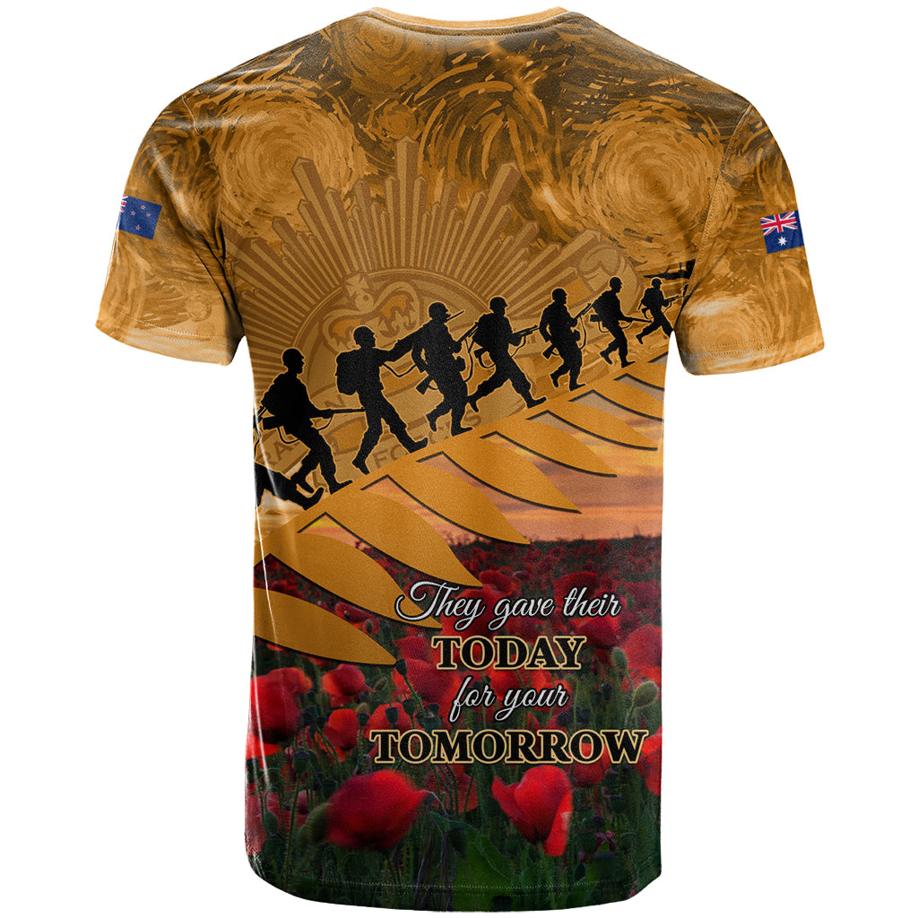 ANZAC Day 2024 T Shirt Silver Fern With A Trumpet Soldier - Vibe Hoodie Shop