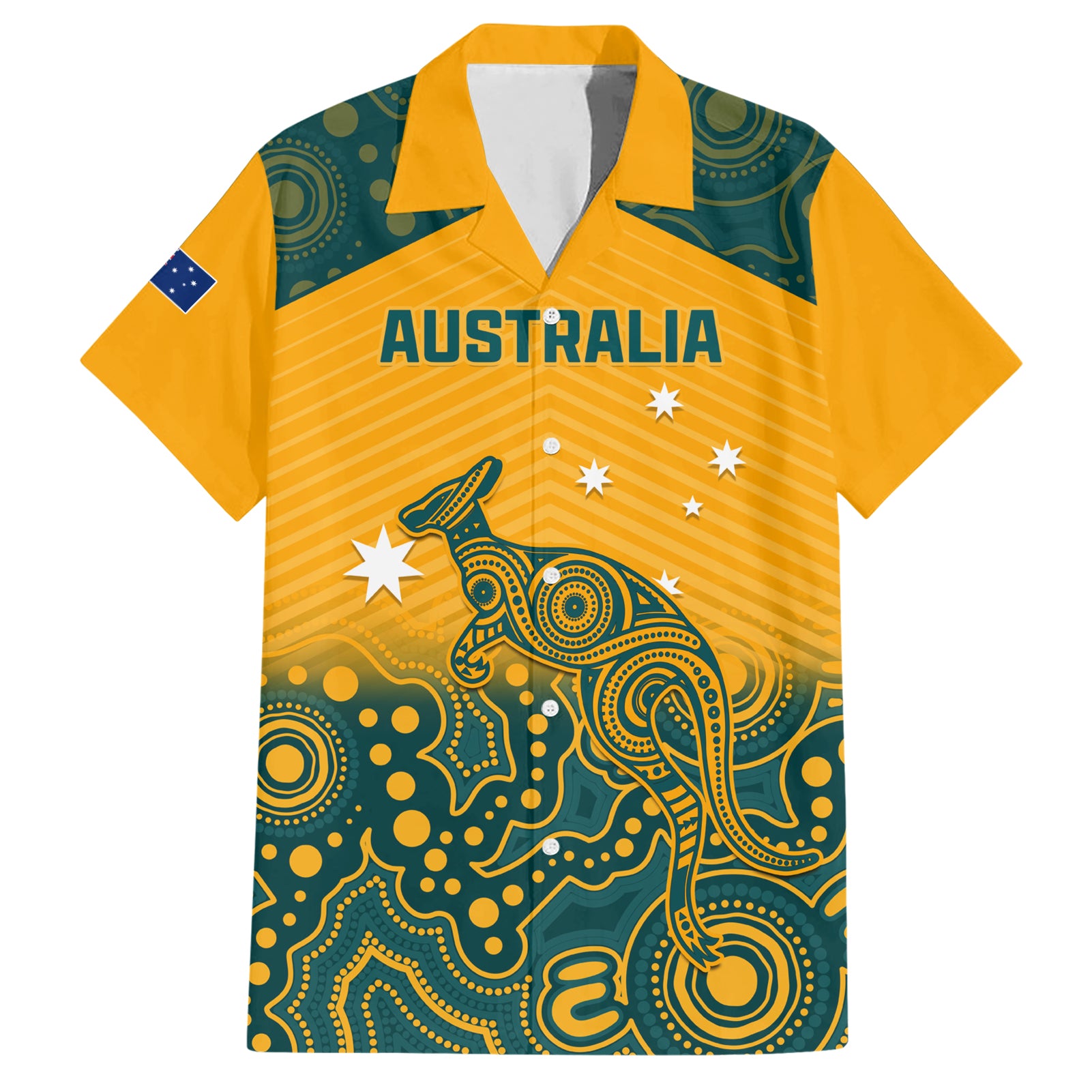 Custom Australia Rugby Hawaiian Shirt Wallabies Aboriginal Pattern - Vibe Hoodie Shop