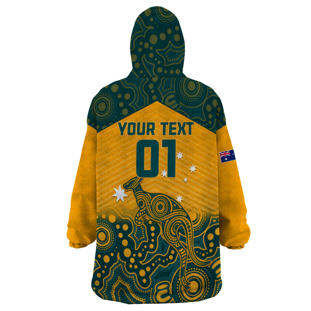 Custom Australia Rugby Wearable Blanket Hoodie Wallabies Aboriginal Pattern - Vibe Hoodie Shop