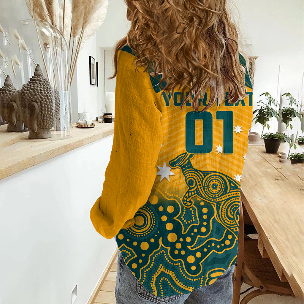 Custom Australia Rugby Women Casual Shirt Wallabies Aboriginal Pattern - Vibe Hoodie Shop